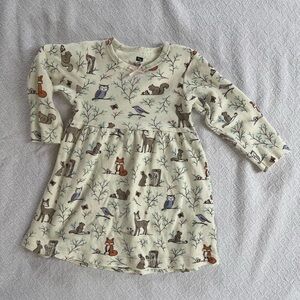 Hudson Baby Woodland Friends White Cotton Long-Sleeve Twirl Dress